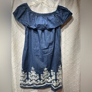 Westport 1962 Lightweight Scoop Neck Midi Relaxed Fit Dress w/ Embroidery Large